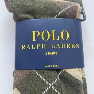 NWT Ralph Lauren Socks 3 pack Casual Green Tan Beige Dress Socks